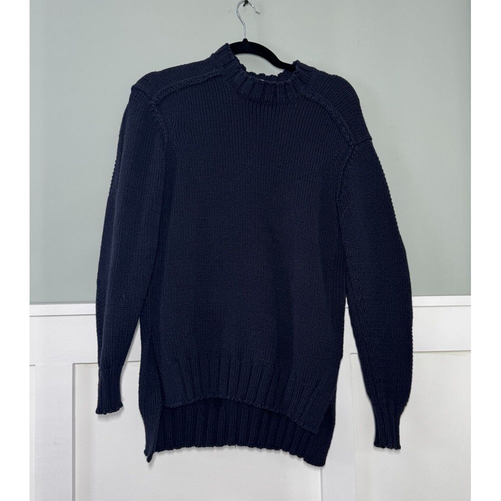 MAGASCHONI Cotton Classic FISHERMANS KNIT Sweater  Womens Small Navy‎ Blue